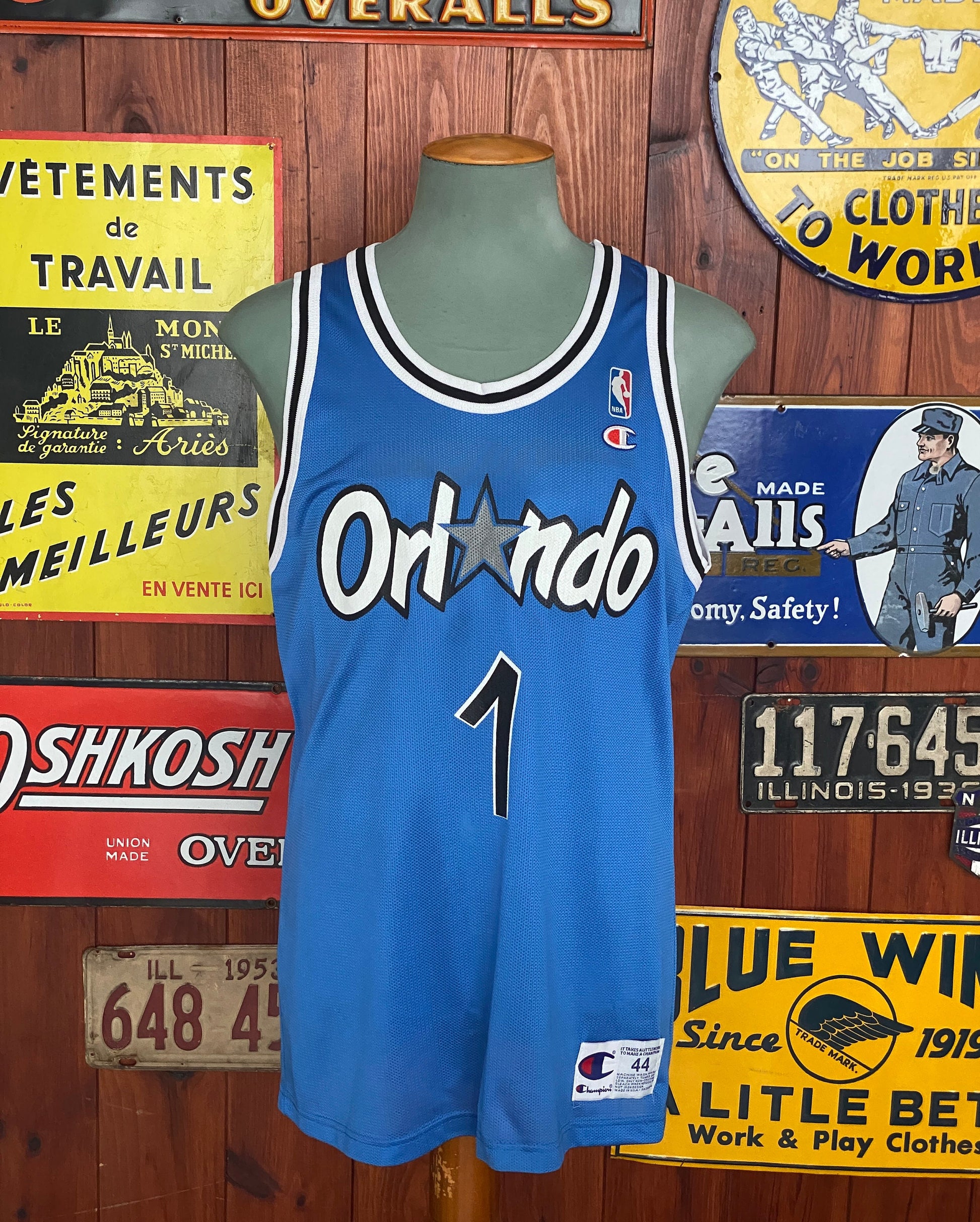 Vintage Orlando Magic #1 Hardaway Champion Jersey Size 44 – Classic NBA Apparel