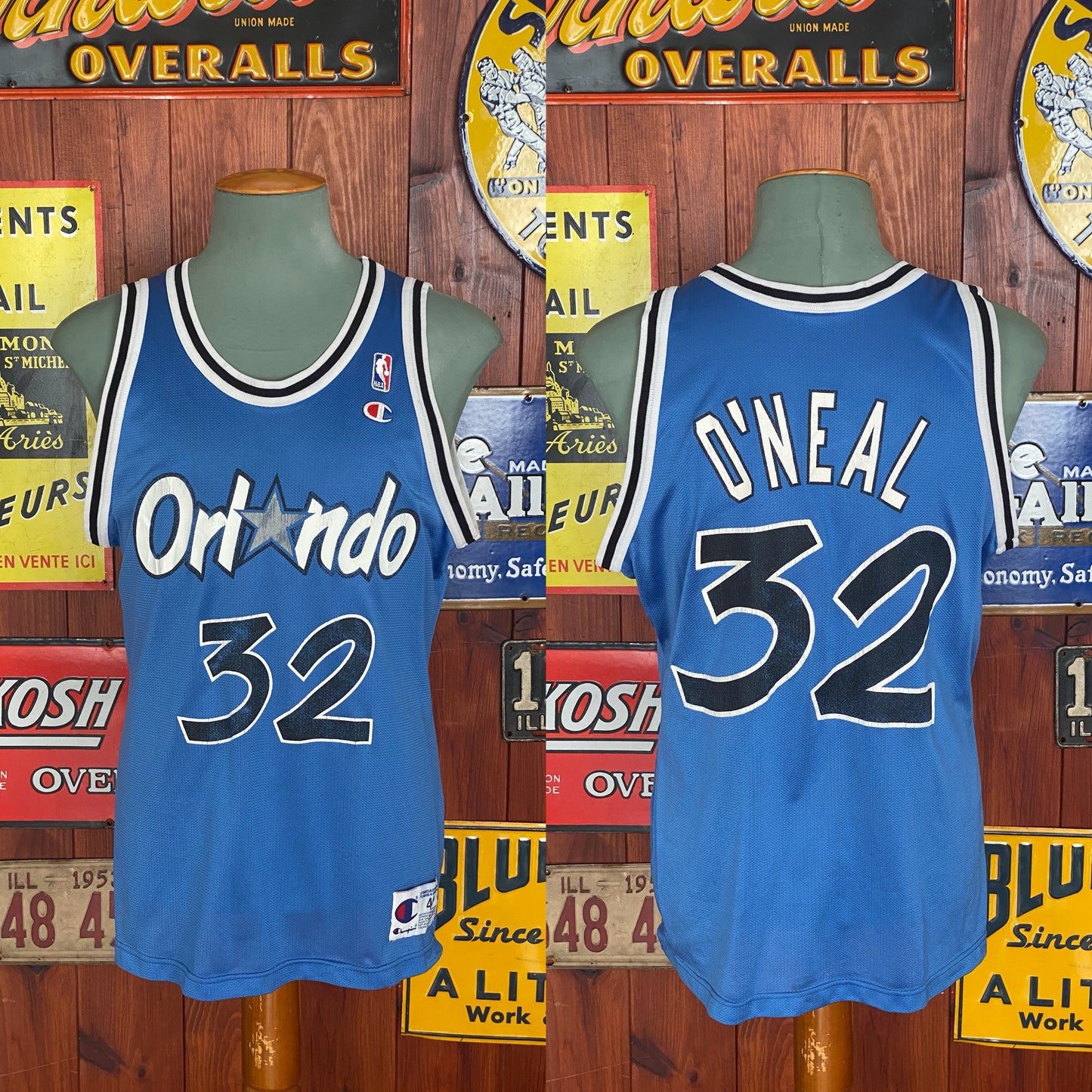 Size 44 vintage 90s Orlando NBA jersey, Player O'Neal #32, made by Champion - retro basketball apparel